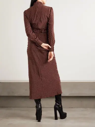 Alessandra Rich Ruffled Bow-detailed Polka-dot Silk Crepe De Chine Midi Dress | Thumbnail 3