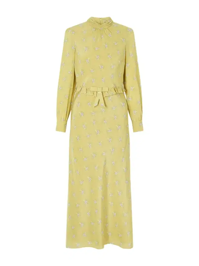 Ruffled Bow-detailed Floral-print Silk Crepe De Chine Midi Dress