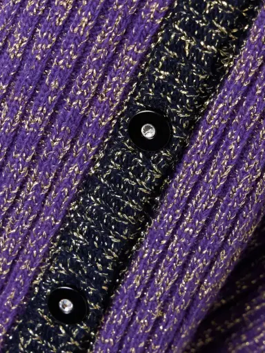 Valentino Garavani Color-block Metallic Ribbed Wool-blend Cardigan | Thumbnail 4 Valentino Garavani Color-block Metallic Ribbed Wool-blend Cardigan | Thumbnail 4