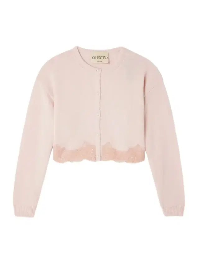 Cropped Lace-trimmed Wool Cardigan