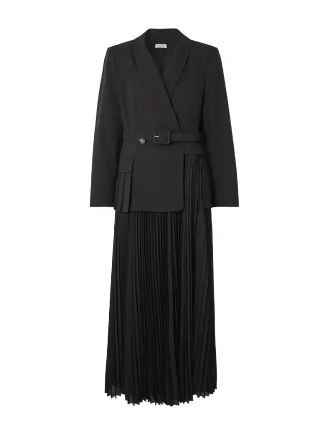 Alexandra Belted Pleated Crepe Midi Dress