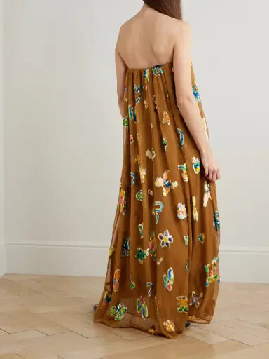 ALÉMAIS Velvet-trimmed Gathered Metallic Silk-blend Gown | Thumbnail 3