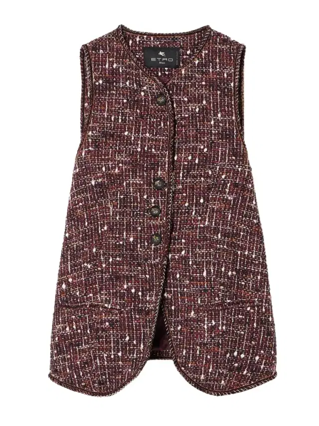 Piped Cotton-blend Tweed Vest