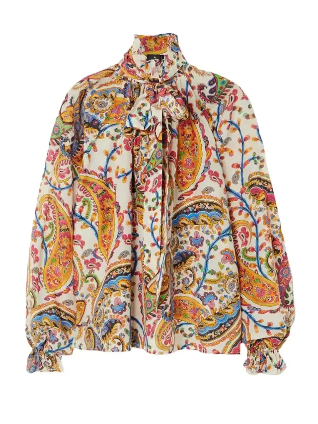 Pussy-bow Paisley-print Cotton And Silk-blend Blouse