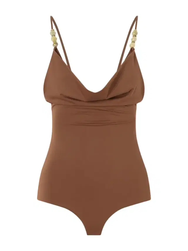 Embellished Cowl-neck Swimsuit