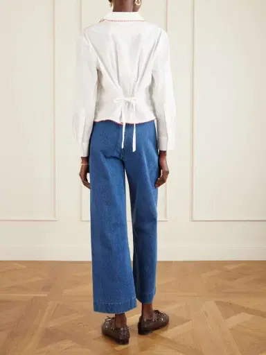 BODE Redbud Cropped Embroidered Cotton-poplin Shirt | Thumbnail 4 BODE Redbud Cropped Embroidered Cotton-poplin Shirt | Thumbnail 4