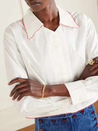 BODE Redbud Cropped Embroidered Cotton-poplin Shirt | Thumbnail 5 BODE Redbud Cropped Embroidered Cotton-poplin Shirt | Thumbnail 5