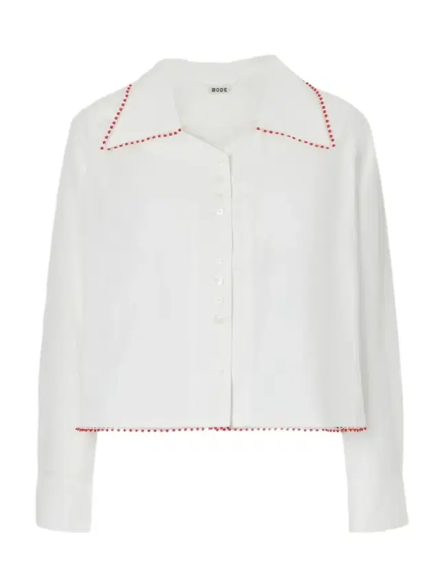 Redbud Cropped Embroidered Cotton-poplin Shirt