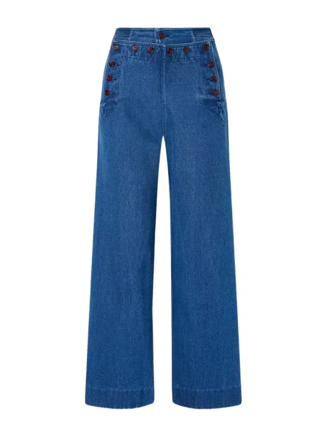 Sailor Cropped High-rise Wide-leg Jeans