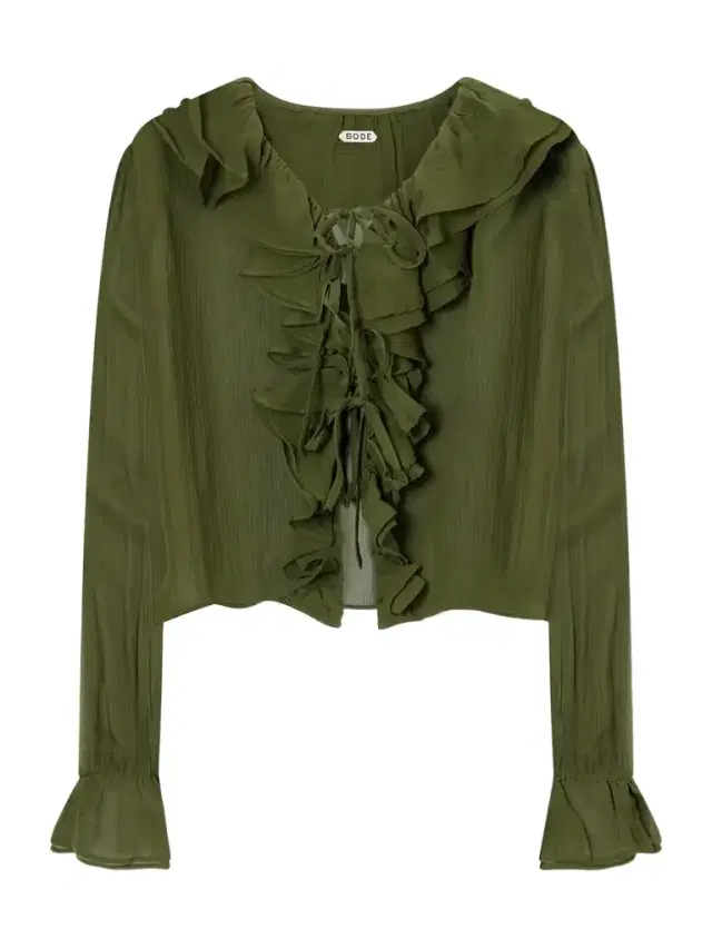 Flounce Ruffled Silk-crepon Blouse