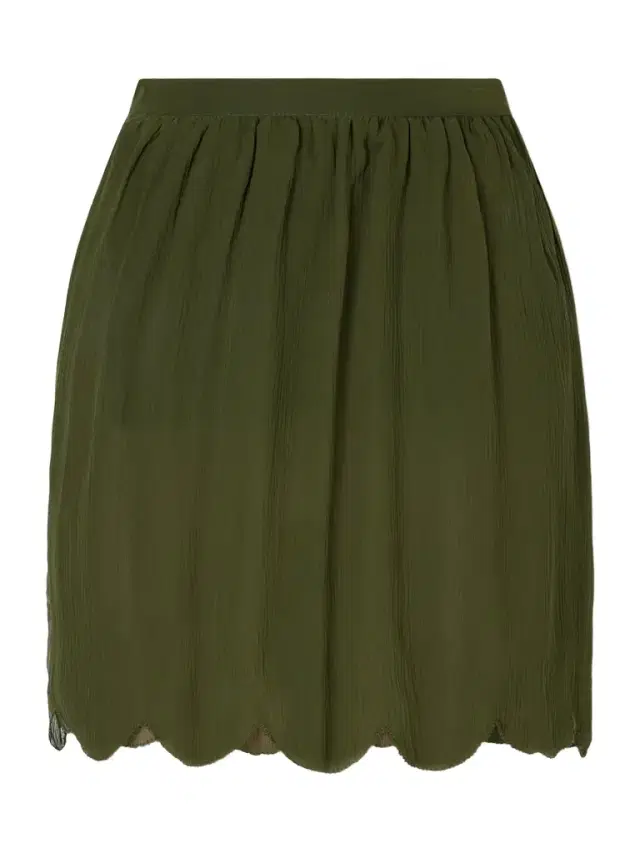 Mab Scalloped Gathered Silk-crepon Mini Skirt