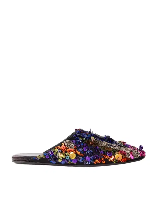 Embellished Satin-crepe Slip-ons