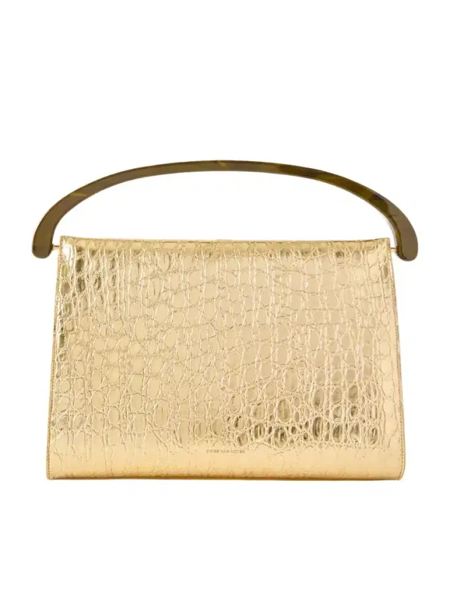 Metallic Croc-effect Leather Shoulder Bag