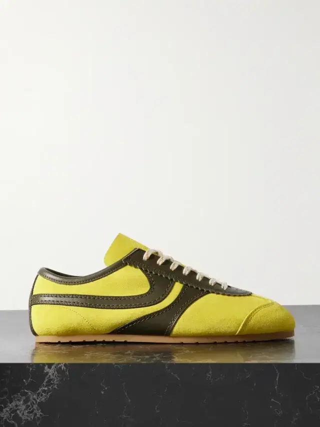 Leather-trimmed Suede Sneakers