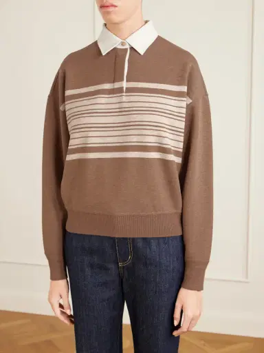 Loro Piana Striped Wool And Cashmere-blend Polo Shirt | Thumbnail 3
