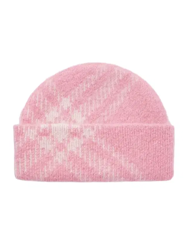 Checked Mohair-blend Beanie