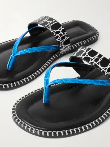 Dries Van Noten Whipstitched Croc-effect Leather Sandals | Thumbnail 4