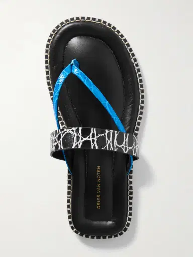 Dries Van Noten Whipstitched Croc-effect Leather Sandals | Thumbnail 5