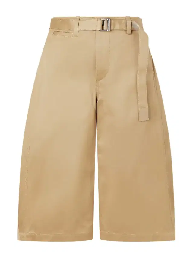 Cropped Belted Cotton-twill Barrel-leg Pants