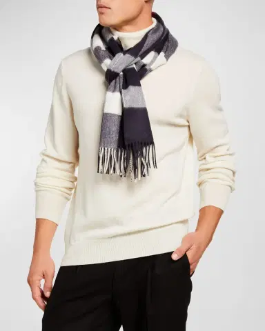 Burberry Men 's Half Mega Check Cashmere Scarf | Thumbnail 3