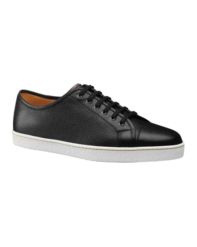 Men's Textured Leather Low-Top Sneakers