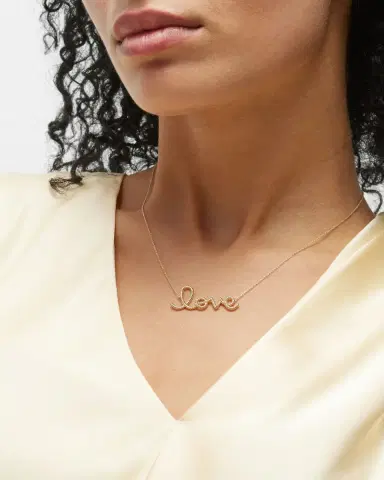 Sydney Evan 14K Big Love Script Rope Necklace | Thumbnail 2