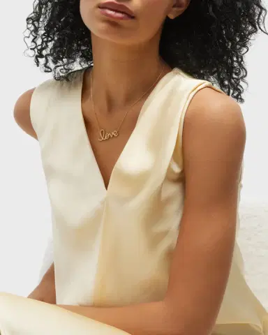 Sydney Evan 14K Big Love Script Rope Necklace | Thumbnail 6