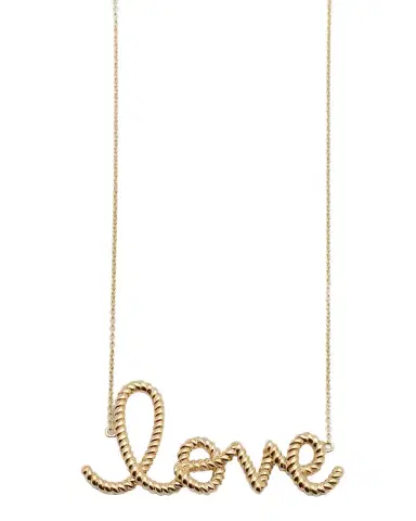 Sydney Evan 14K Big Love Script Rope Necklace | Thumbnail 1