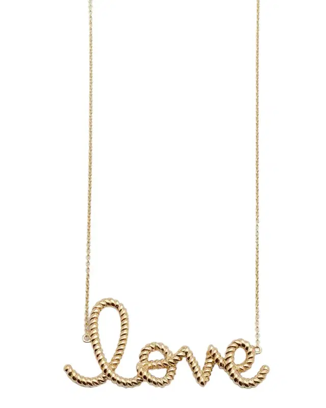 14K Big Love Script Rope Necklace