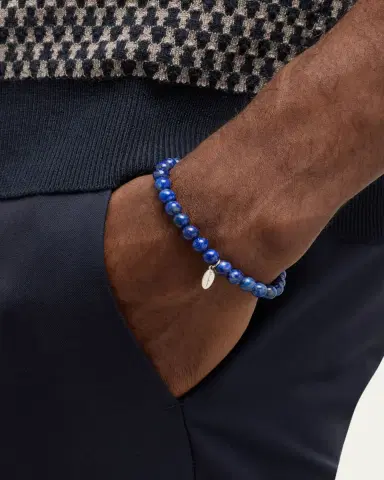 Jan Leslie Men's Lapis Lazuli Beaded Stretch Bracelet | Thumbnail 2