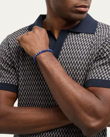 Jan Leslie Men's Lapis Lazuli Beaded Stretch Bracelet | Thumbnail 5
