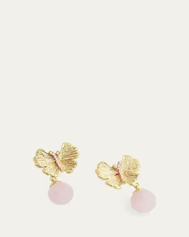 Anabel Aram Jewelry Butterfly with Rose Quartz Drop Earrings | Thumbnail 3 Anabel Aram Jewelry Butterfly with Rose Quartz Drop Earrings | Thumbnail 3