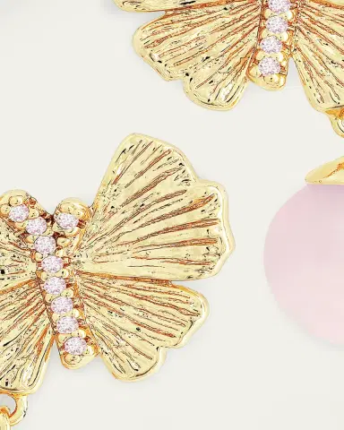 Anabel Aram Jewelry Butterfly with Rose Quartz Drop Earrings | Thumbnail 4 Anabel Aram Jewelry Butterfly with Rose Quartz Drop Earrings | Thumbnail 4