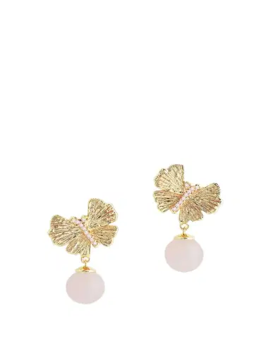 Anabel Aram Jewelry Butterfly with Rose Quartz Drop Earrings | Thumbnail 1 Anabel Aram Jewelry Butterfly with Rose Quartz Drop Earrings | Thumbnail 1
