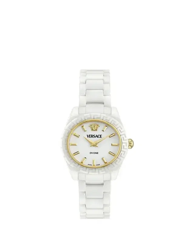 Versace 28mm DV One Watch with Bracelet Strap, White