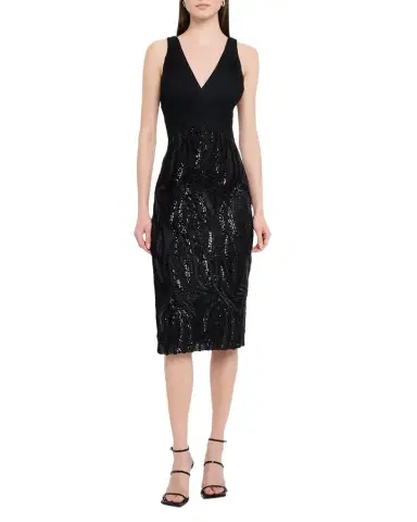 Aidan Mattox Sleeveless Sequin-Embroidered Midi Dress | Thumbnail 1 Aidan Mattox Sleeveless Sequin-Embroidered Midi Dress | Thumbnail 1