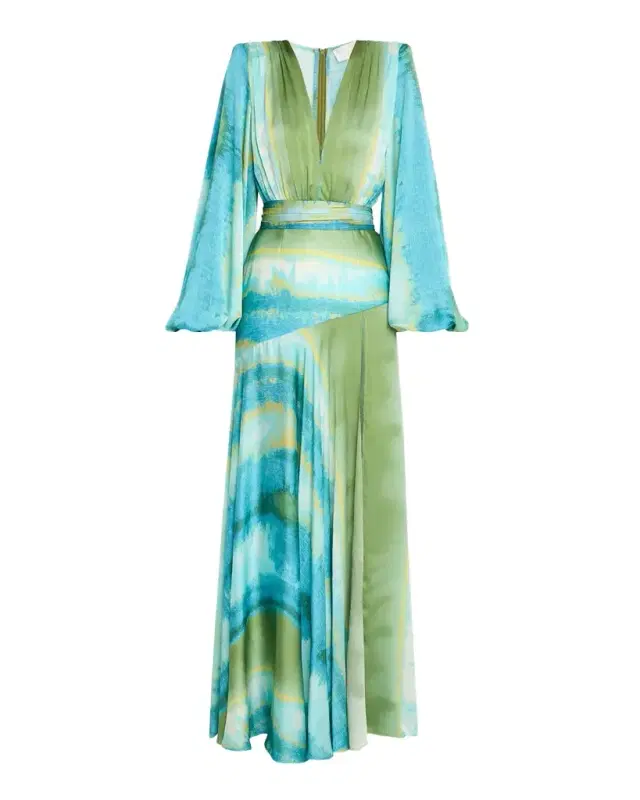 Bronx and Banco Carmen Coastal Deep V-Neck Side Slit Gown