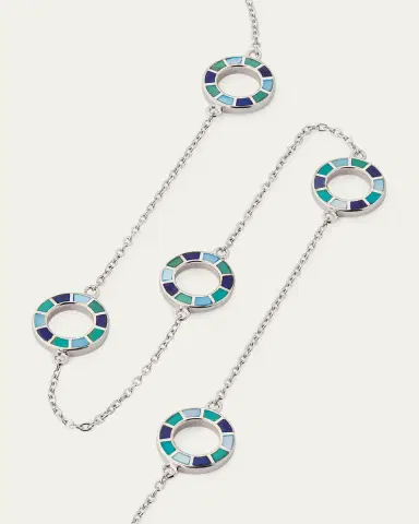 Jan Leslie Lapis, Blue MOP and Turquoise Dash Circle Five-Station Necklace | Thumbnail 3 Jan Leslie Lapis, Blue MOP and Turquoise Dash Circle Five-Station Necklace | Thumbnail 3