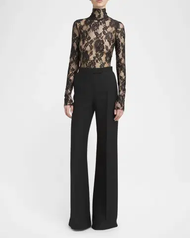 Valentino Garavani Turtleneck Long-Sleeve Lace Bodysuit | Thumbnail 2