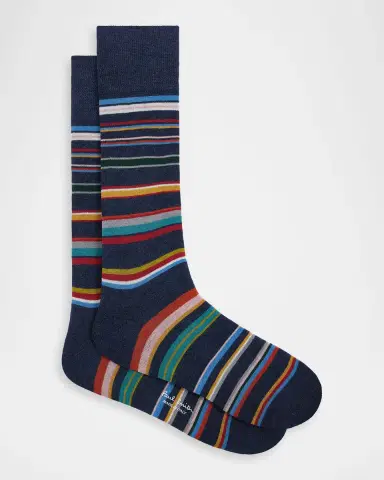Paul Smith Men's Martin Signature Stripe Cotton Crew Socks | Thumbnail 3 Paul Smith Men's Martin Signature Stripe Cotton Crew Socks | Thumbnail 3