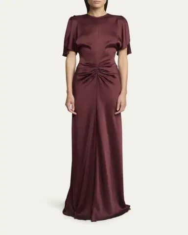 Victoria Beckham Gathered Waist Satin Maxi Dress | Thumbnail 2 Victoria Beckham Gathered Waist Satin Maxi Dress | Thumbnail 2
