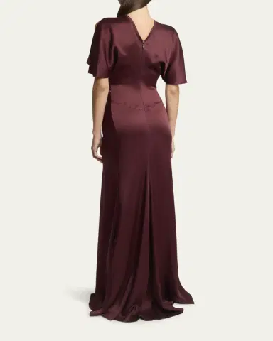 Victoria Beckham Gathered Waist Satin Maxi Dress | Thumbnail 3 Victoria Beckham Gathered Waist Satin Maxi Dress | Thumbnail 3