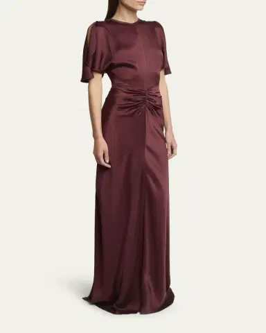 Victoria Beckham Gathered Waist Satin Maxi Dress | Thumbnail 4 Victoria Beckham Gathered Waist Satin Maxi Dress | Thumbnail 4