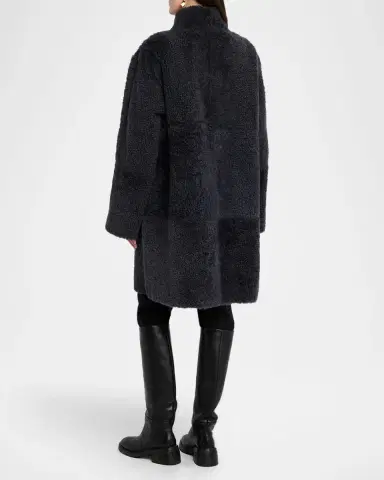 Lafayette 148 New York Stand-Collar Reversible Shearling Coat | Thumbnail 2