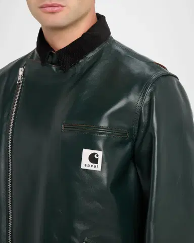 SACAI x CARHARTT WIP Men's Leather Moto Jacket | Thumbnail 4 SACAI x CARHARTT WIP Men's Leather Moto Jacket | Thumbnail 4