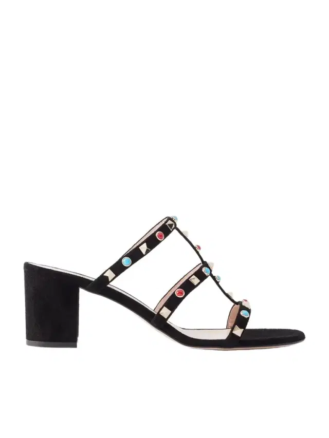Rockstud 60 Embellished Leather Mules
