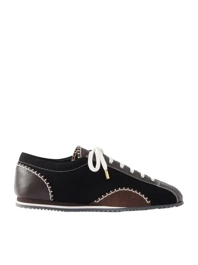 Paris Suede-trimmed Leather And Canvas Sneakers