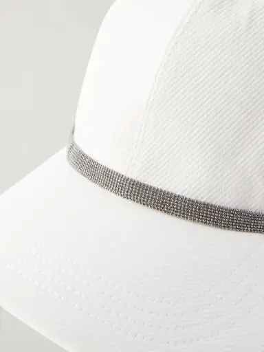 Brunello Cucinelli Bead-embellished Cotton-blennd Twill Baseball Cap | Thumbnail 4