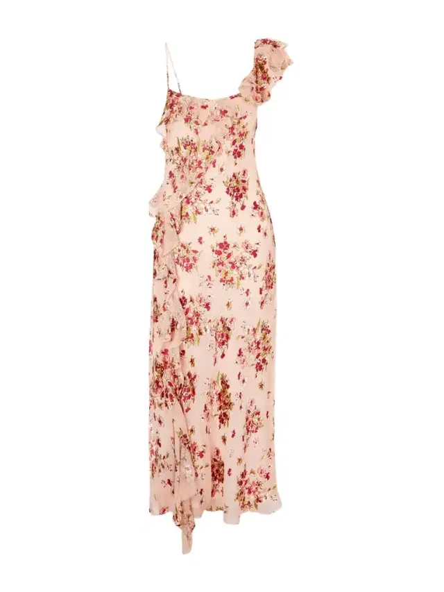 Asymmetric Floral-print Chiffon And Dévoré-velvet Maxi Dress