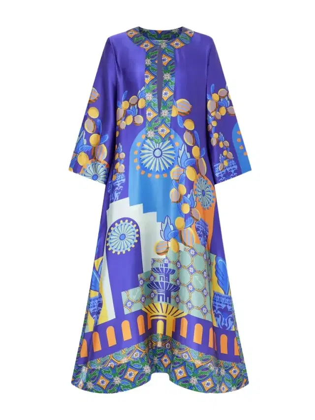 Teresa Printed Silk-blend Satin Kaftan